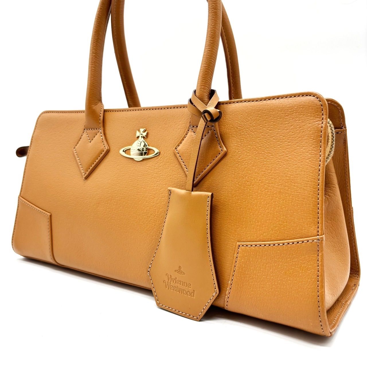 Vivienne Westwood ヴィヴィアンウエストウッド プレーン ハンドバッグ トートバッグ ショルダーバッグ レザー 革 ブラウン ライトブラウン 茶色 ユニセックス 男女兼用 メンズ レディース