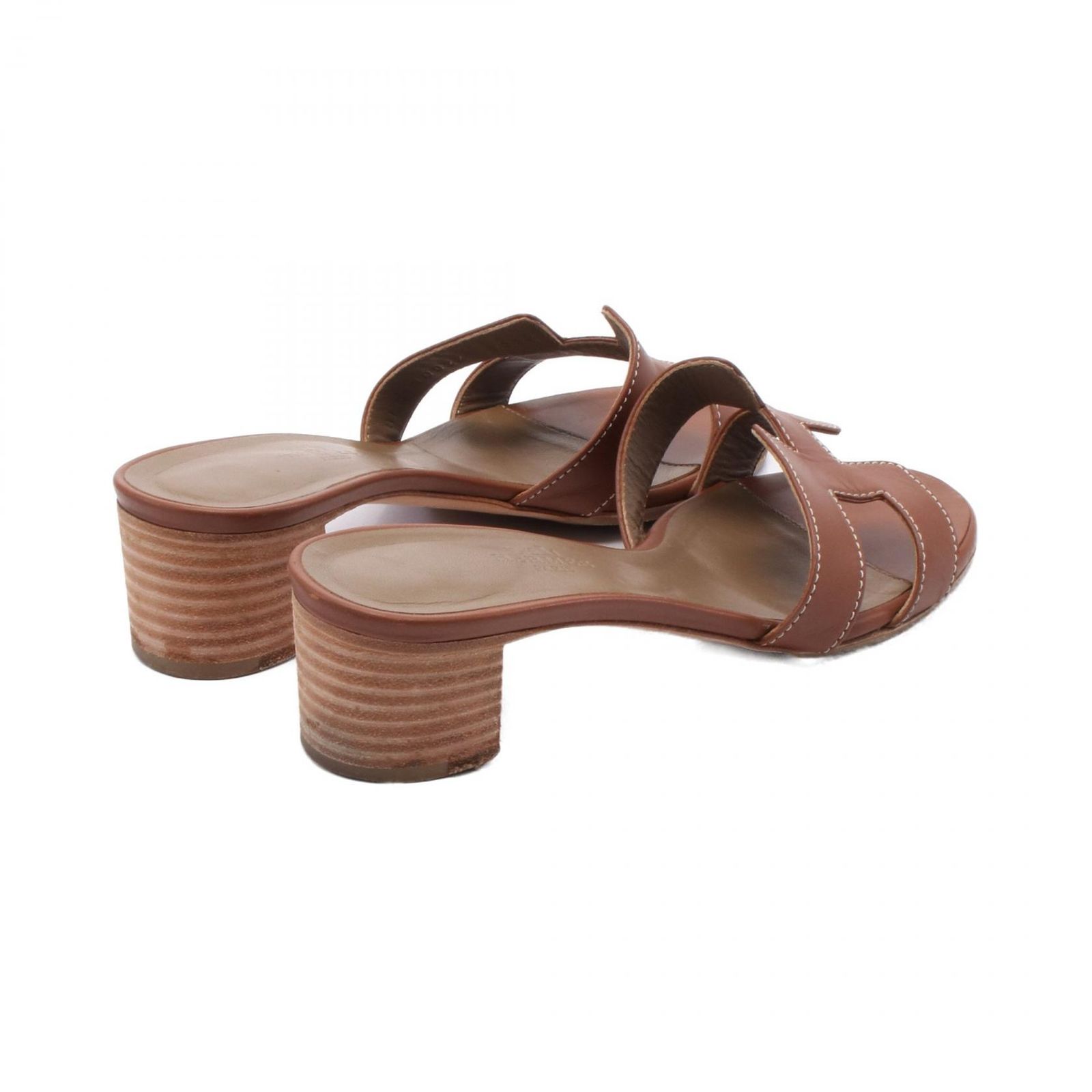 HERMES - HERMES サンダル オアジス ブラウン レザー 37 H型 24cmの