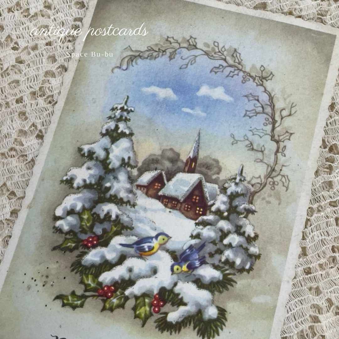アンティーク ポストカード フランス 直輸入 雪景色 雪 ジャンク