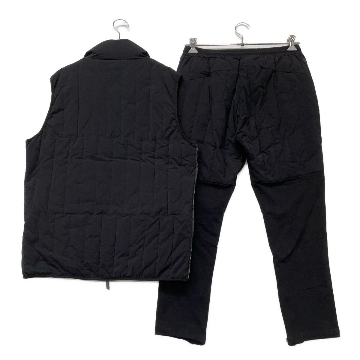 メンズ ウノピュウノウグァーレトレ リラックス 1piu1uguale3 RELAX セットアップ XL 黒 ブラック 中綿 防寒 ダブルジップベスト×ロングパンツ