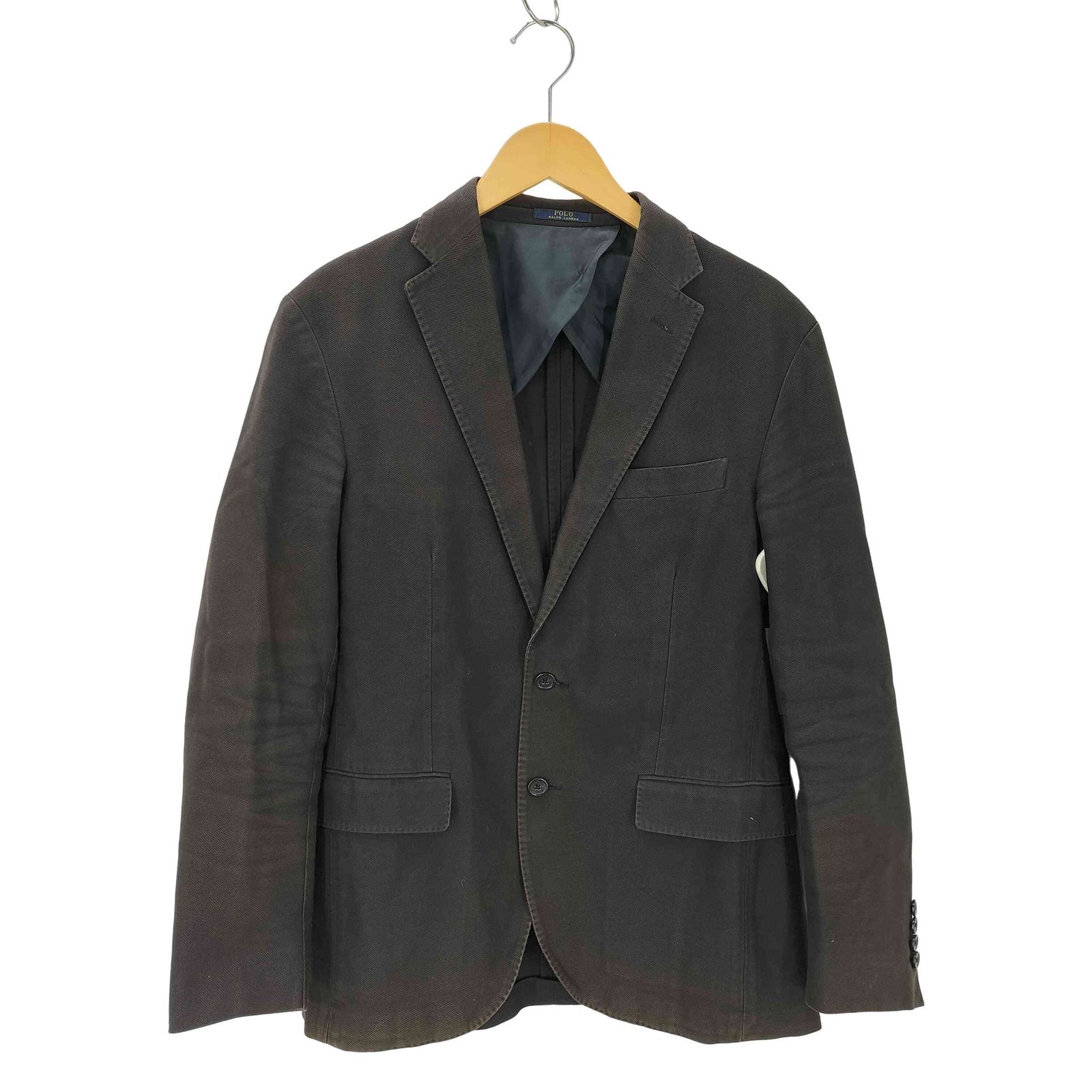 ポロラルフローレン エンブレム 2Bテーラードジャケット ブラック サイズ2 ラルフローレン RALPH LAUREN テーラードジャケット ブレザー 2B ロゴ
