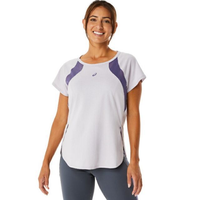 asics アシックス WOMEN MESH PANEL TRAINING ダスクバイオレット XL 2032C709 500 | スポーツ レディース XL 服 衣類 衣料品ウェア ウエア フィットネスウェア トップス ウイメンズ メッシュ 半袖 シャツ T