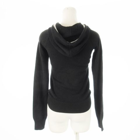 アルマーニエクスチェンジ A|X ARMANI EXCHANGE ニットパーカー ダブルジップ 長袖 ロゴ刺繍 切替 ラメリブ 小さいサイズ XS 黒 ブラック |CK21 GY17