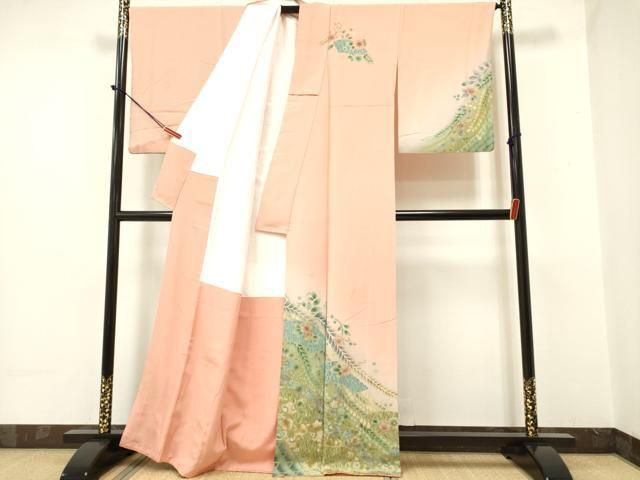 平和屋着物○訪問着 手描き 絞り 藤花房 暈し染め 正絹 逸品 AABA4513np