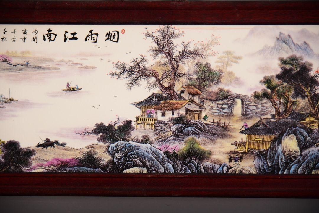 景徳鎮 パステル風景陶板画八仙過海 応接間 玄関 茶室 書斎 装飾品 工芸品置物 景徳鎮 パステル風景陶板画八仙過海 応接間 玄関 茶室 書斎 装飾