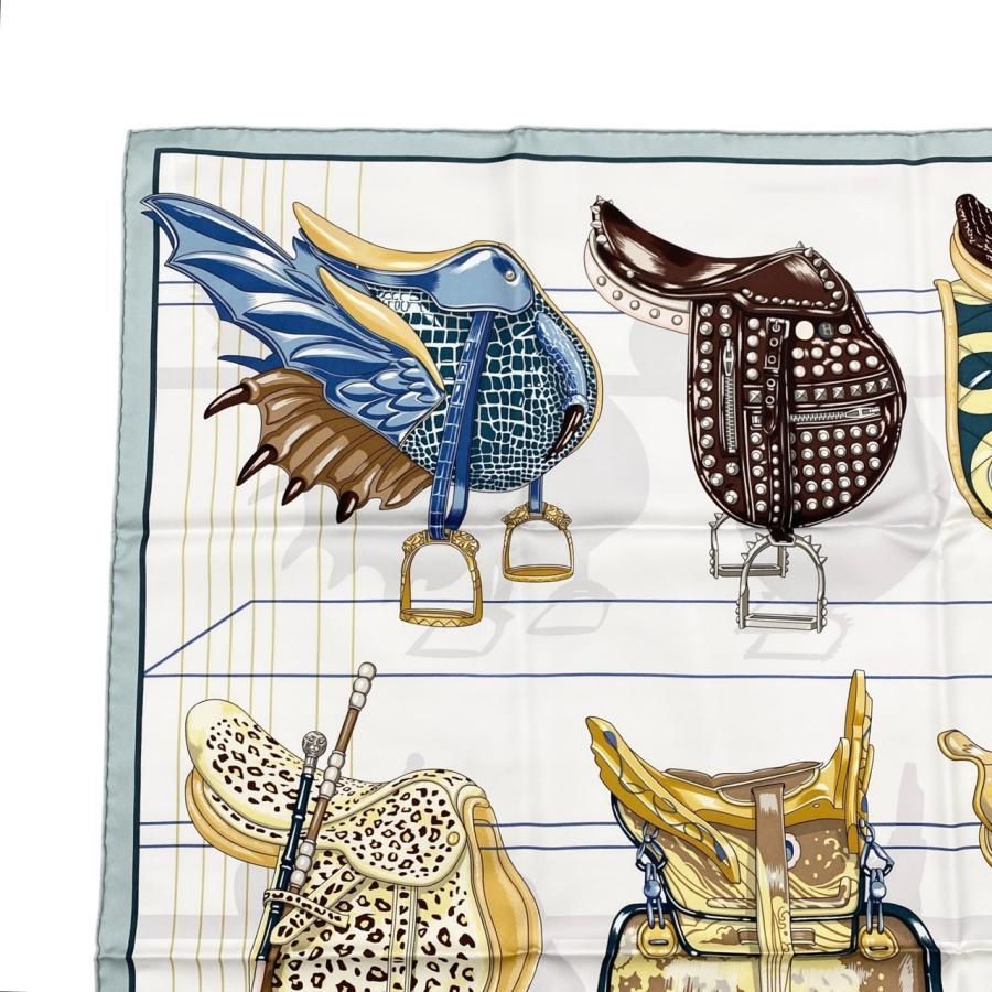 ☆E4259 エルメス シルクスカーフ カレ90 すべては鞍の中に H004204S