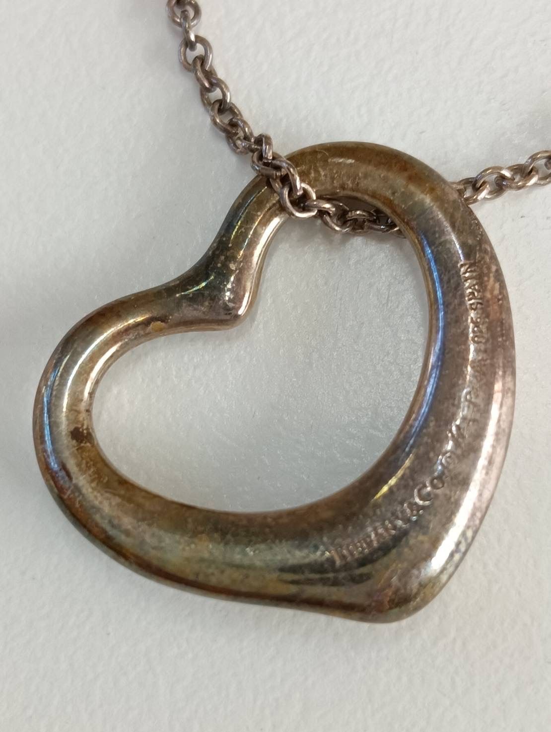 美品 Tiffany オープンハート ネックレス シルバー925 ビンテージ 中古品】 TIFFANY＆Co.ティファニー オープンハート ネックレス