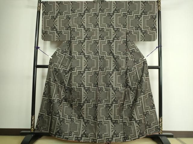 平和屋着物□本場大島紬 7マルキ 幾何学文様 正絹 逸品 DAAR7295we  