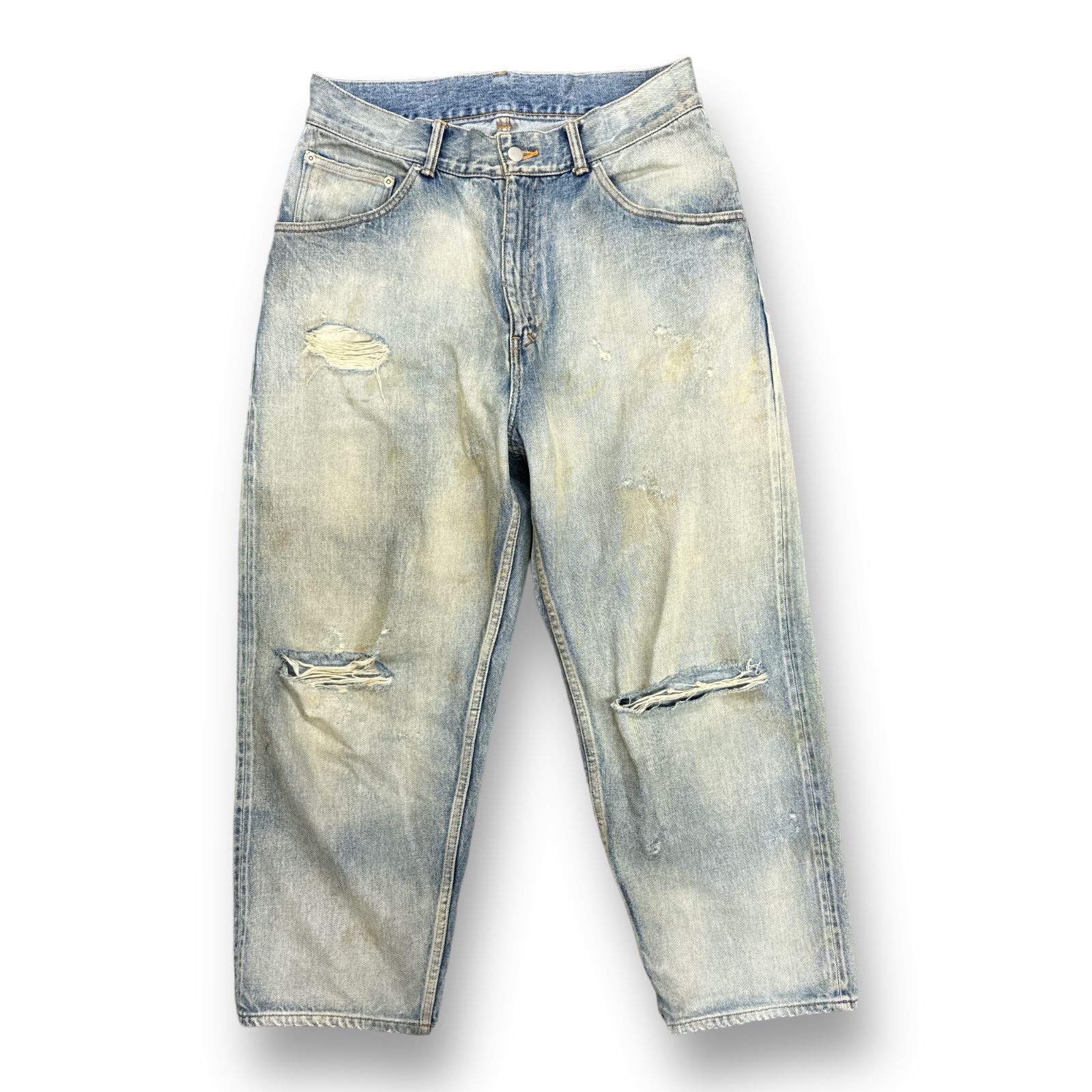 ANCELLM 23AW SELVEDGE TAPERED 5P DENIM PANTS セルビッジテーパードデニムパンツ ダメージデニム クラッシュ  アンセルム ANC-PT03-B 2 66237A - メルカリ