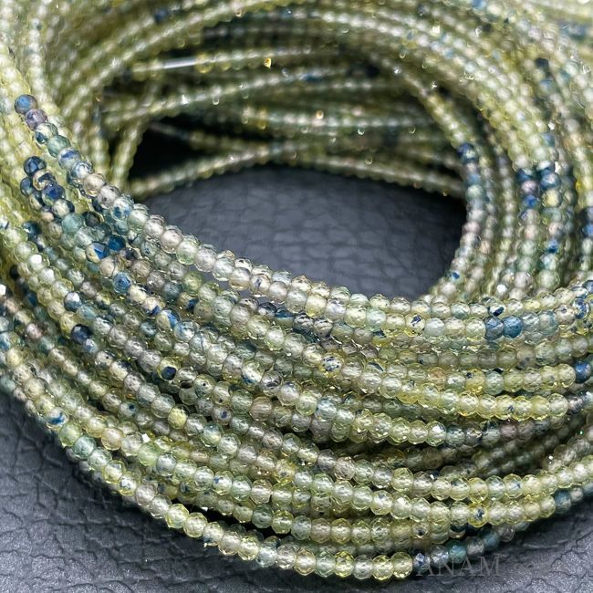 イエローグリーンサファイア 2mmボールカット（サファイヤ）20cm
