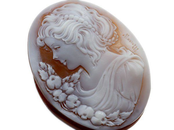 【海】カメオルース　貝シェル　貴婦人彫刻　４点セット　縦約５５ｍｍ 海】カメオルース 貝シェル 貴婦人彫刻 4点セット 縦約55mm