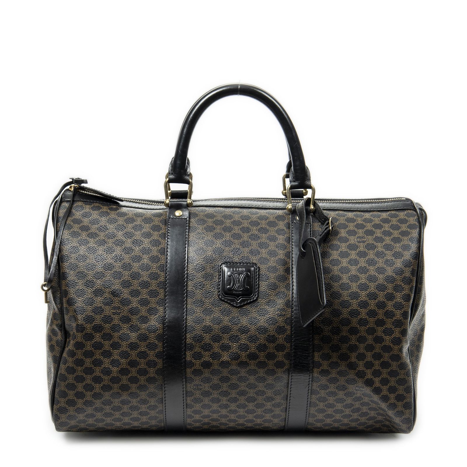 CELINE セリーヌ マカダムミニボストンバッグ PVC ブラックマカダム