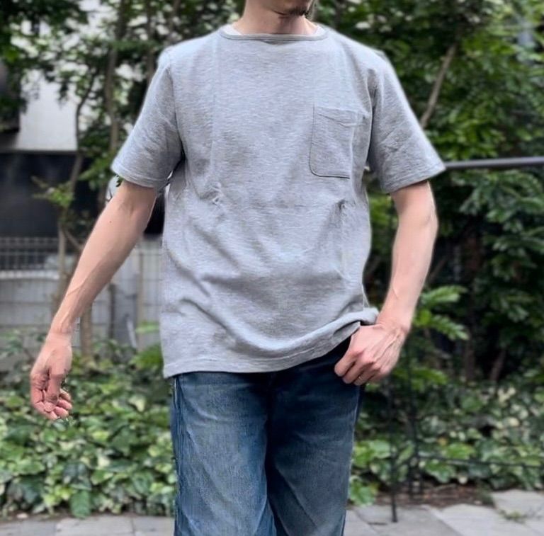 新品未使用品　TIEASY  te001SSPK / HDCS ポケットTシャツ / 半袖バスクシャツ / ミックスグレー　6(L)サイズ