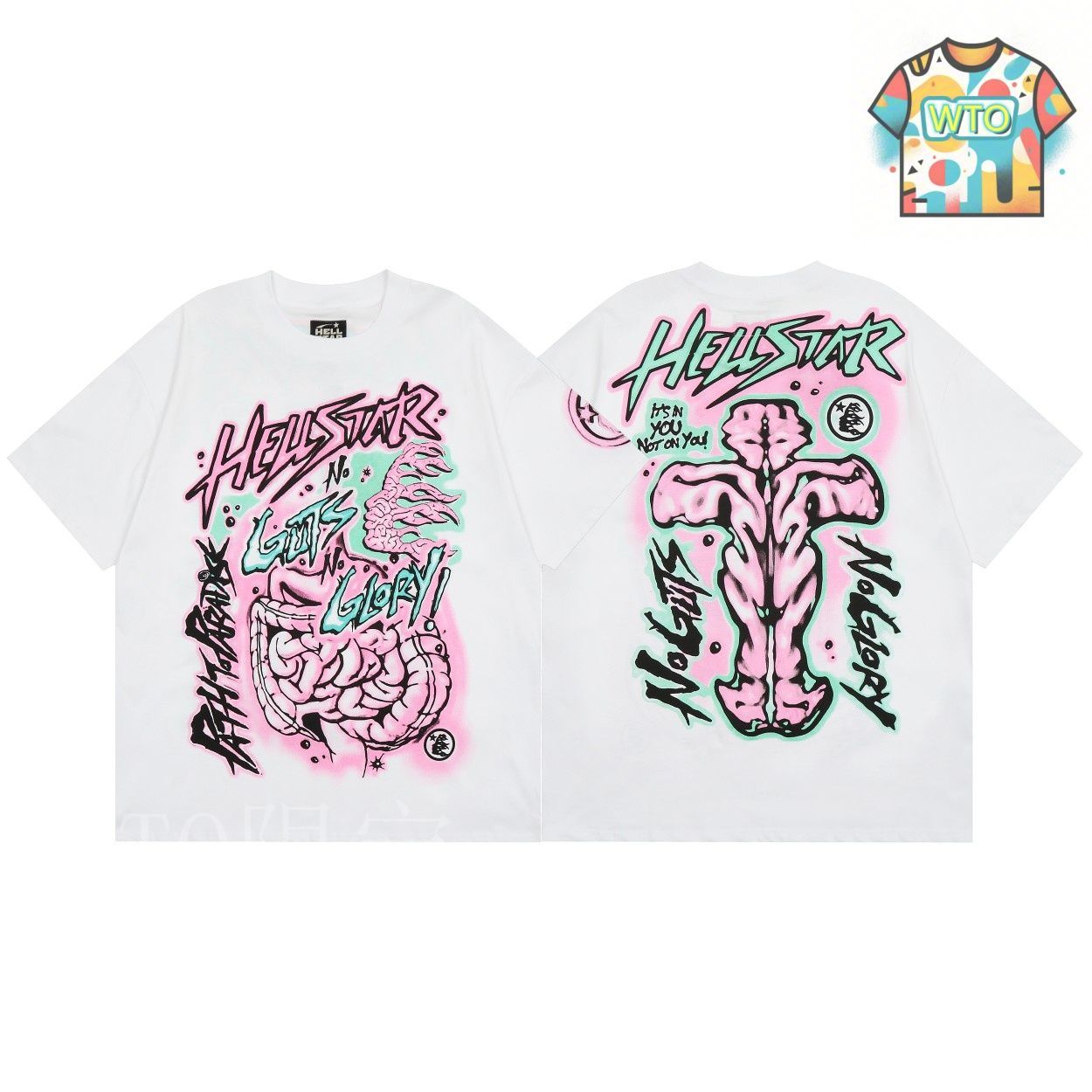 今日 Hellstar No Guts No Glory ホワイト Tee-2