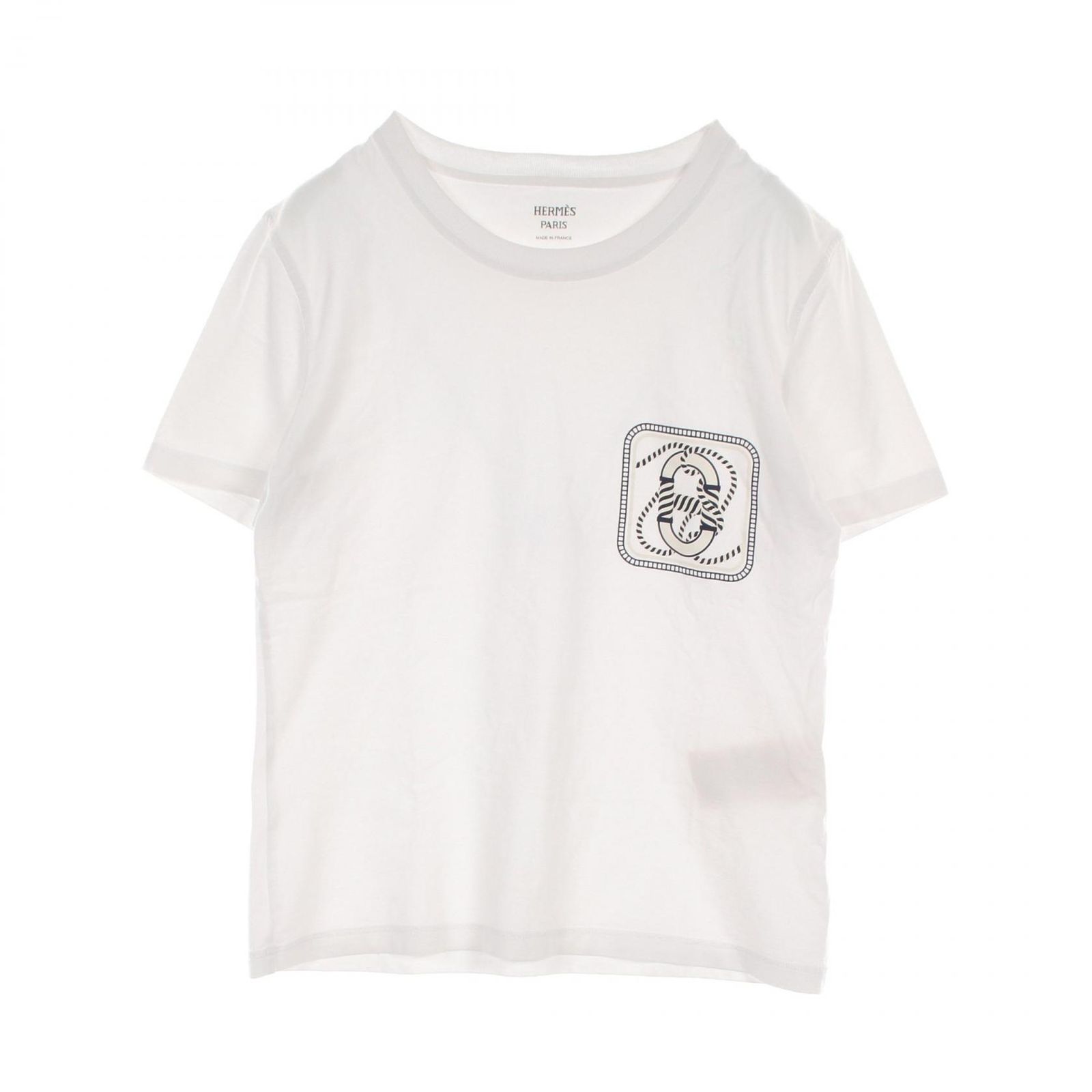 エルメス HERMES カットソー 3E4625DL ホワイト コットン Tシャツ レディース Used B