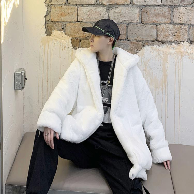 フード付き 厚手 フェイクファー 暖かい 男性 コート メンズ 長袖 秋冬物 ジャケット モコモコ アウター 軽量 無地 体型カバー 軽量 通勤 ファー ふわふわ おしゃれ ゆったり 毛皮コート カジ shark594924