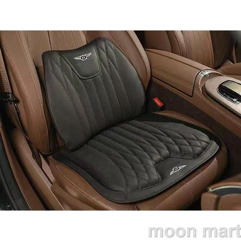 ベントレー Bentleyブラックシートクッション 車用 シートカバー ナッパ レザー 腰当て 滑り止め 弾性 座布団1点+腰クッション1点 aace qtm