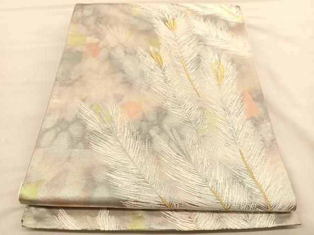 平和屋着物◎六通柄袋帯 若松葉 金銀糸 正絹 逸品 BAAU4806hv