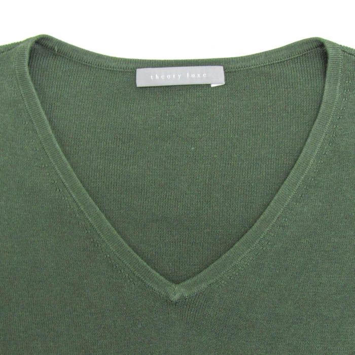 セオリーリュクス 半袖シャツ ニット フレンチスリーブ  トップス レディース 38サイズ カーキ系 theory luxe セオリーリュクス 半袖シャツ ニット フレンチスリーブ トップス