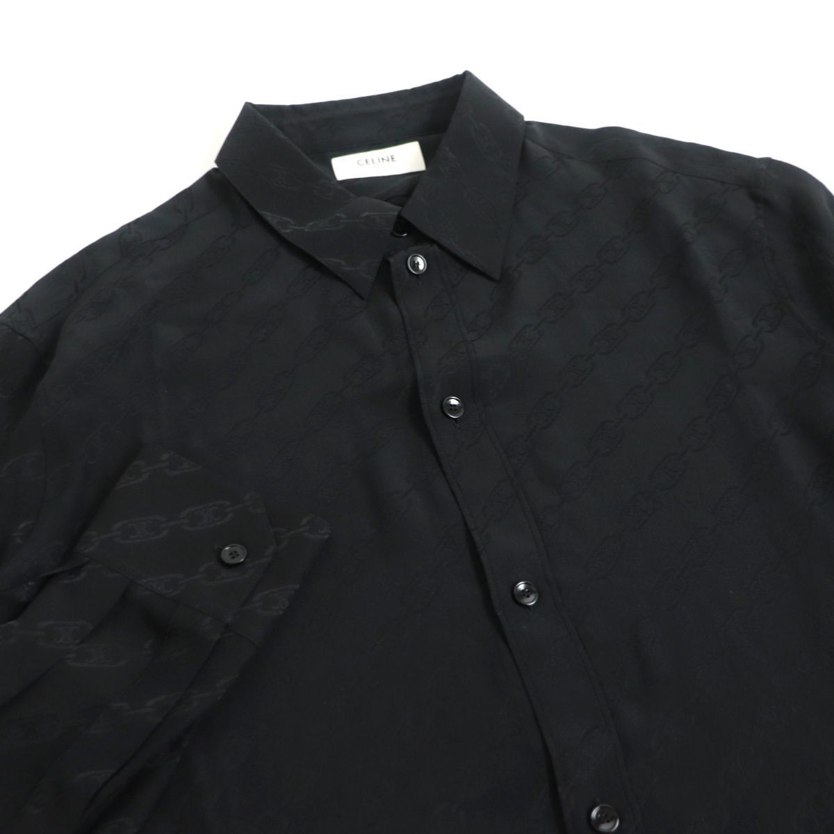 未使用品□20SS CELINE/セリーヌ 2C028876H TRIOMPHE CHAIN SILK SHIRT