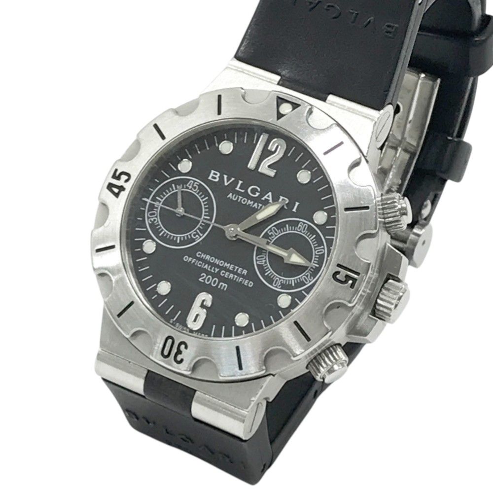 BVLGARI 腕時計 シルバー/ブラック BVLGARI ブルガリ SCB38S ディアゴノ ブラックダイヤル 自動巻き