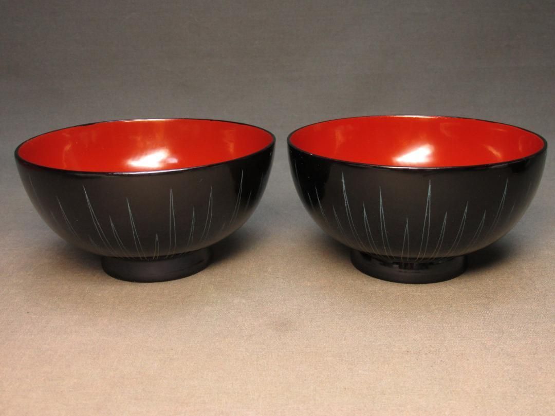 みそ汁椀 吸物椀 天然木 2客セット　山中漆器-0
