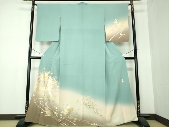 平和屋着物●金彩友禅 卓越技能者 名工 和田光正 訪問着 流水花文 暈し染め 金銀彩 正絹 DAAS3773ps
