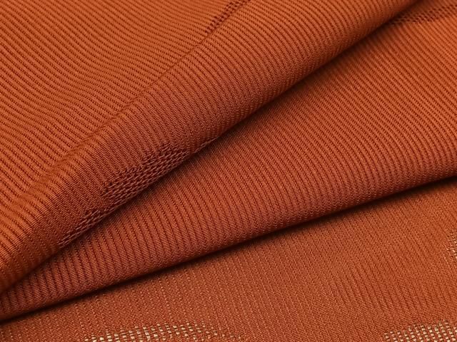 平和屋着物＊夏物 色無地 縦絽 雪芝紋紗 雀茶色 正絹 AABB8009jh