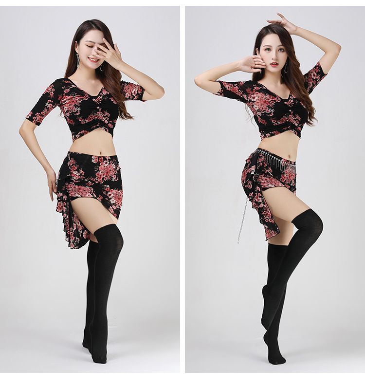 桜柄ショート丈☆ ベリーダンス 練習着 衣装 ウェア トップス