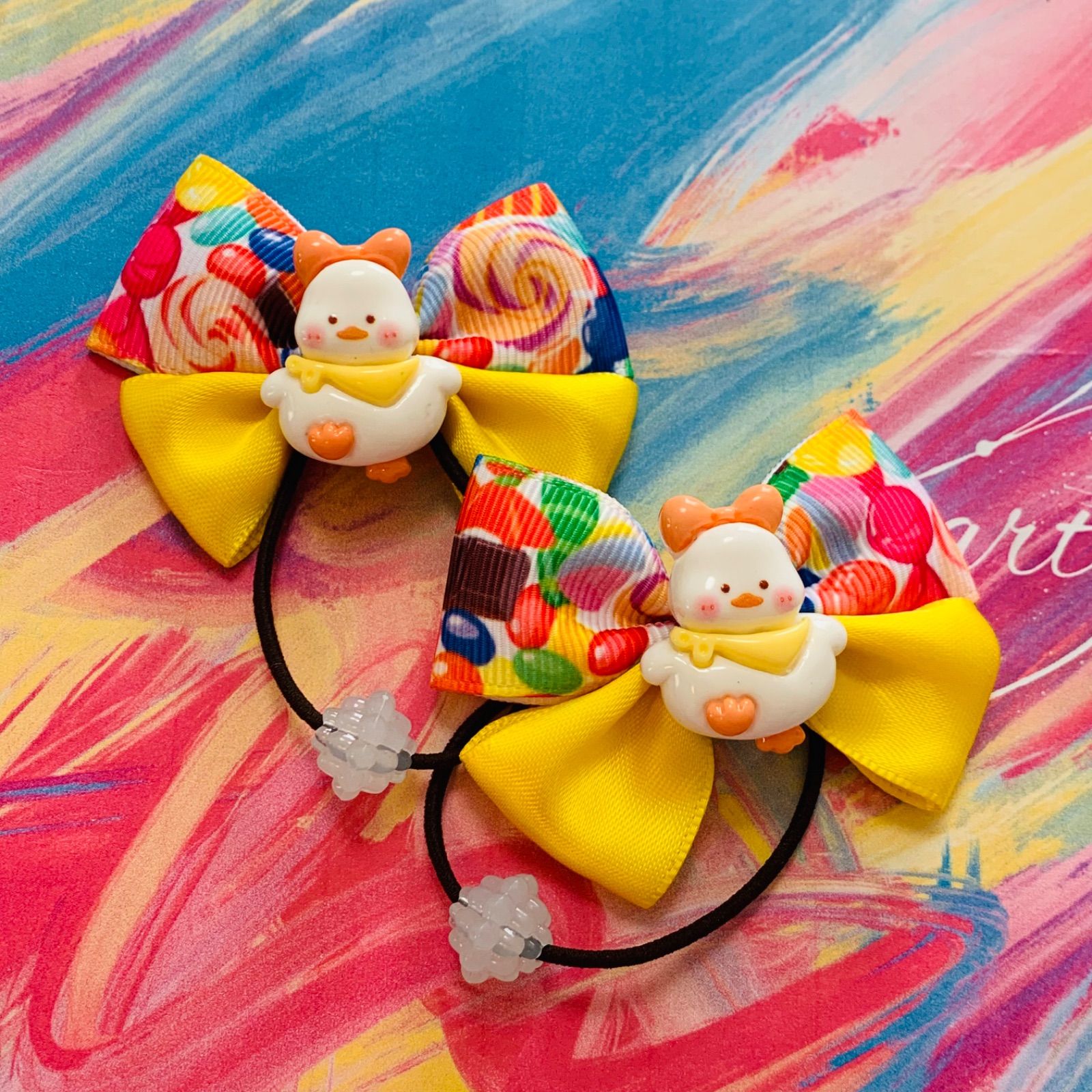 【123】 ハンドメイド　リボン　ヘアゴム ss22】ハンドメイド リボン ヘアゴム