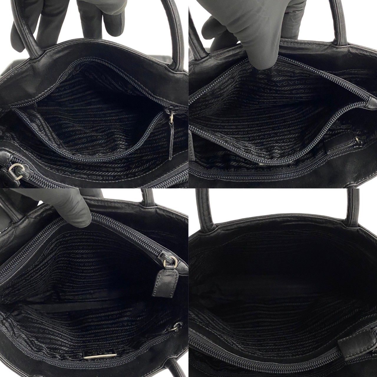 極 美品 レア品 PRADA プラダ 三角ロゴ 金具 ナッパレザー 本革