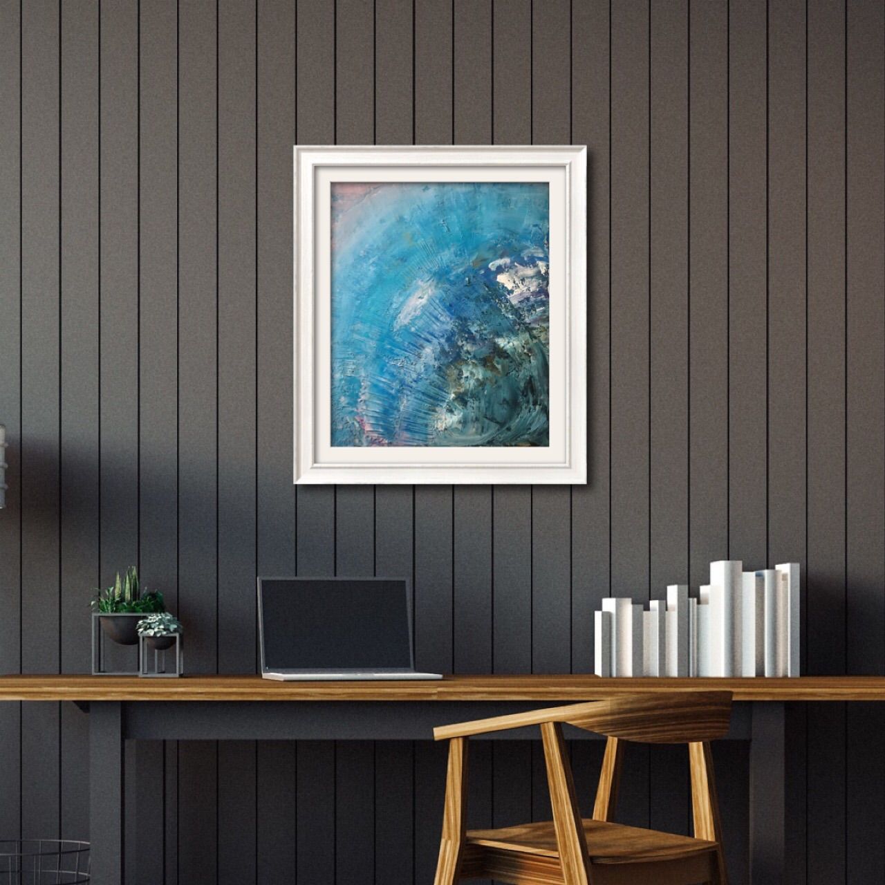 F8号 455×385ミリ 抽象画 キャンバスアート 原画 海 宇宙 空
