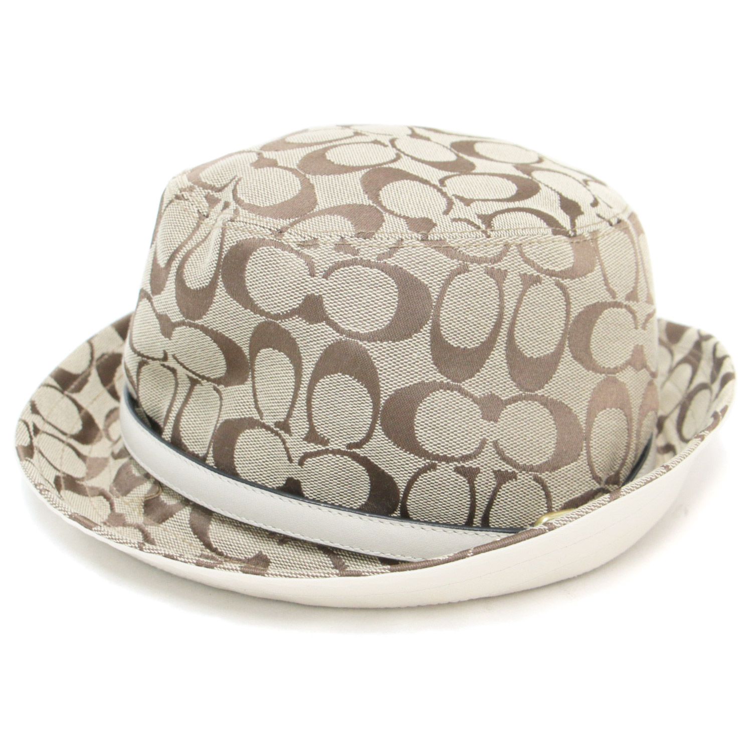 新品 コーチ COACH 帽子 バケットハット M/L シグネチャー柄 ベージュ COACH - 極美品 コーチ COACH ハット バケットハット