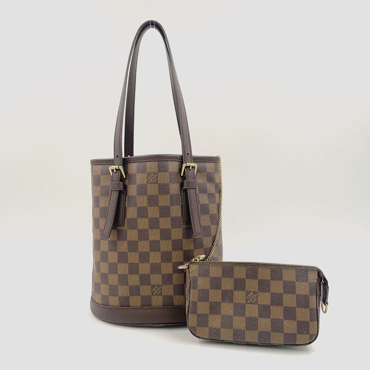 LOUIS VUITTON マレ ポーチ付き ダミエエベヌ ダミエエベヌ レザー×PVC 
