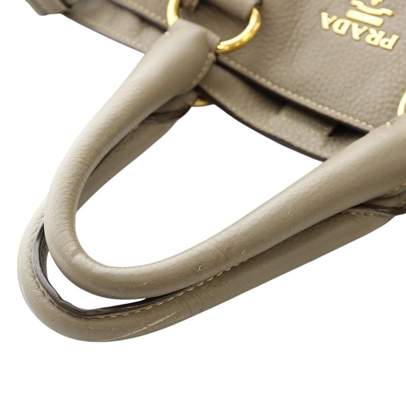 プラダ PRADA トートバッグ グレージュ 極美品 ヴィッテロダイノ チャーム プラダ PRADA 2wayトートバッグ ヴィッテロダイノレザー