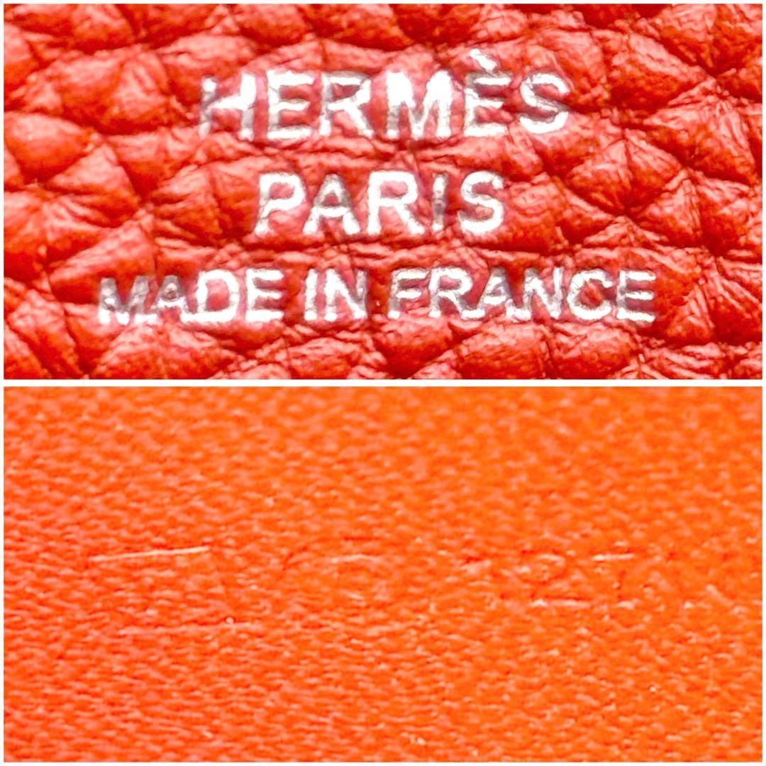 使用わずか エルメス 長財布 ドゴン ロング トゴ レッド レザー cx3