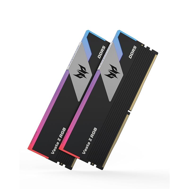 Acer Predator Vesta DDR5 6000MHz デスクトップPC用メモリ 32GB 16GB×2枚 RGB 発光型 シリーズ PC5-48000 Intel XPM 3.0 準拠 AMD EXPOメモリキット ブラック BL.9BW