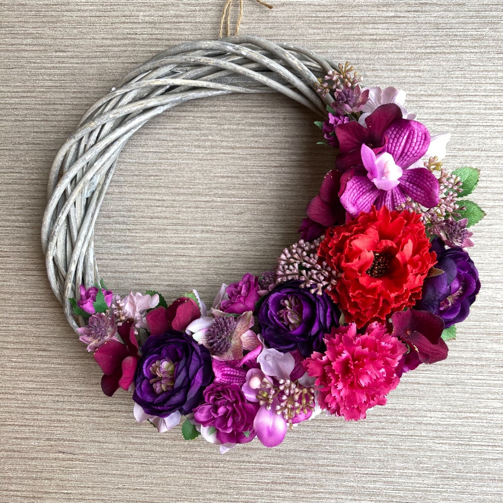 三日月リース hiba Dried Hydrangea Half Moon Wreath あじさいの