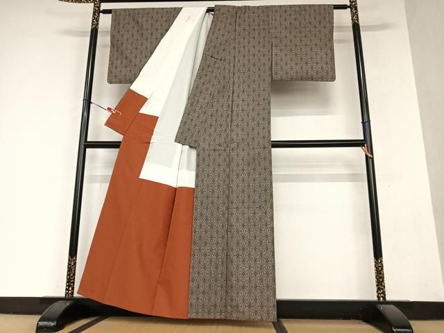 平和屋着物○本場大島紬 カタス9マルキ 麻の葉文様 正絹 逸品