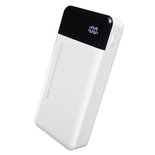 モバイルバッテリー 20000mAh|65W|PD規格対応|20V 3.25A対応|3台同時充電 |ホワイト SMP-JV653
