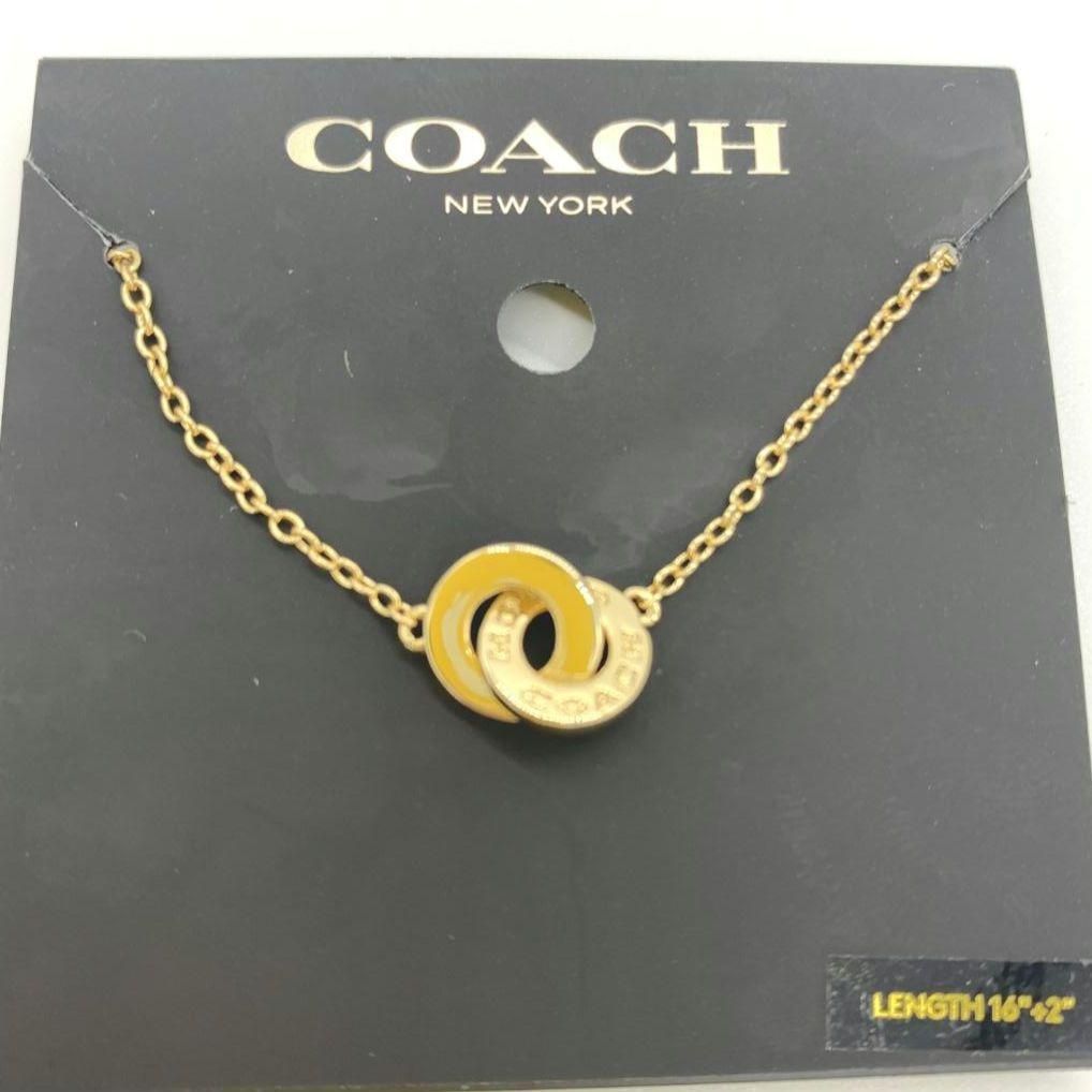 COACH] インターロッキング オープンサークル パールペンダント 