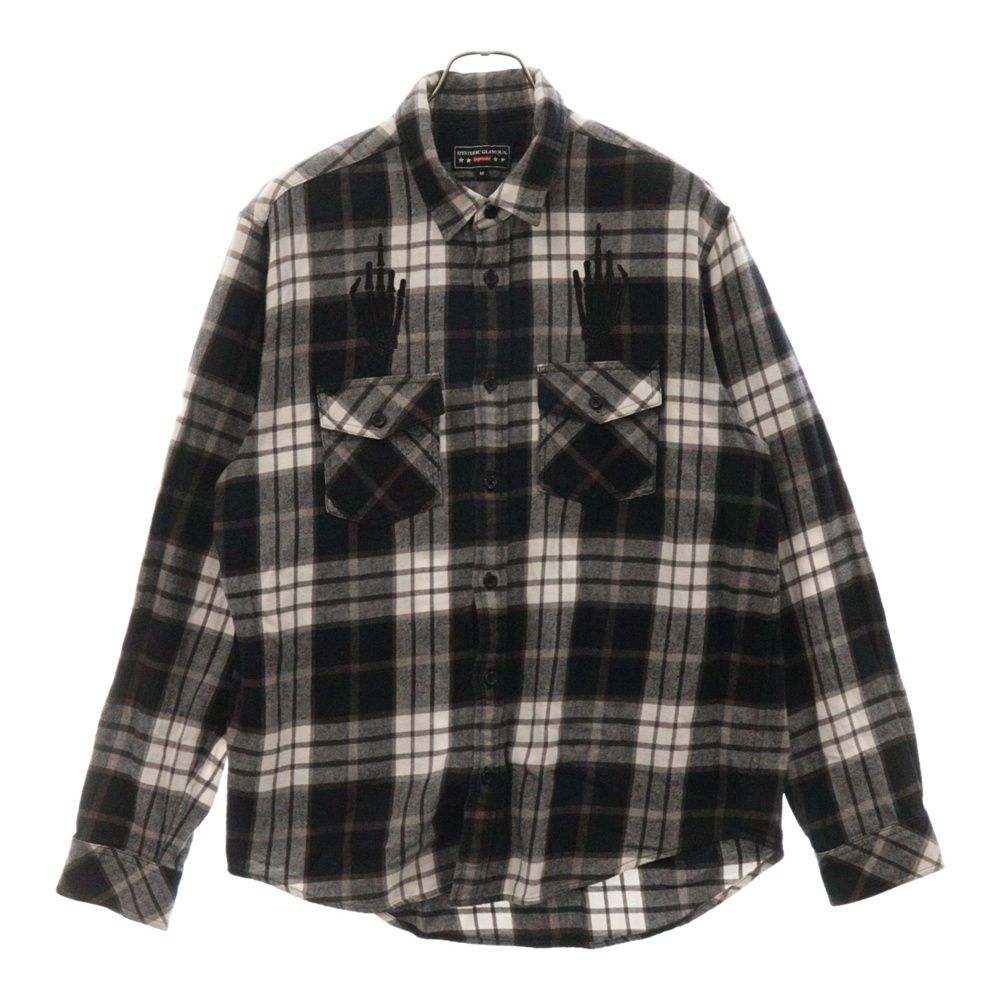 SUPREME (シュプリーム) 21SS × HYSTERIC GLAMOUR Plaid Flannel Shirt ヒステリックグラマー 刺繍ロゴ フランネルシャツ ブラック