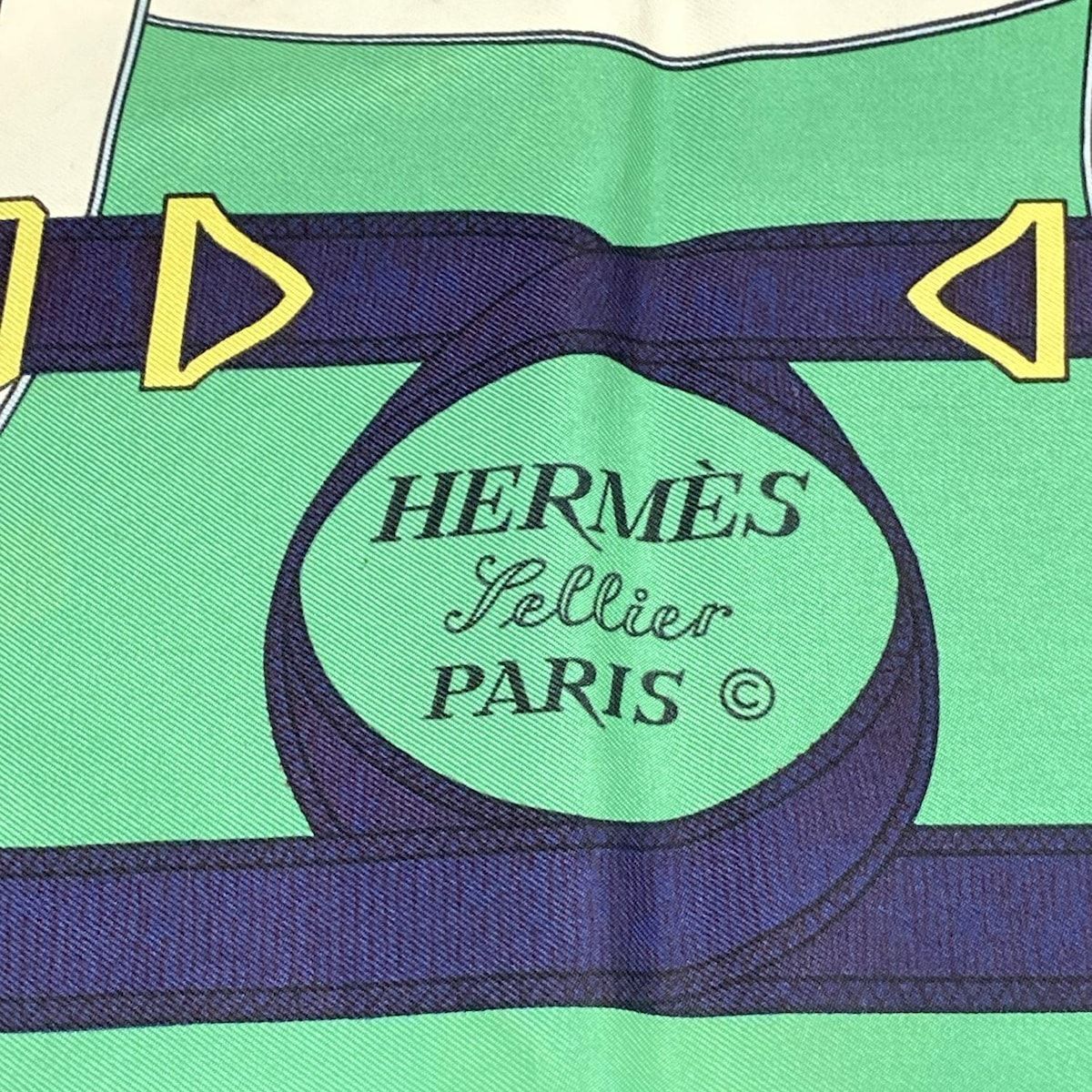 HERMES(エルメス) スカーフ カレ90 ネイビー×グリーン×マルチ Eperon d  