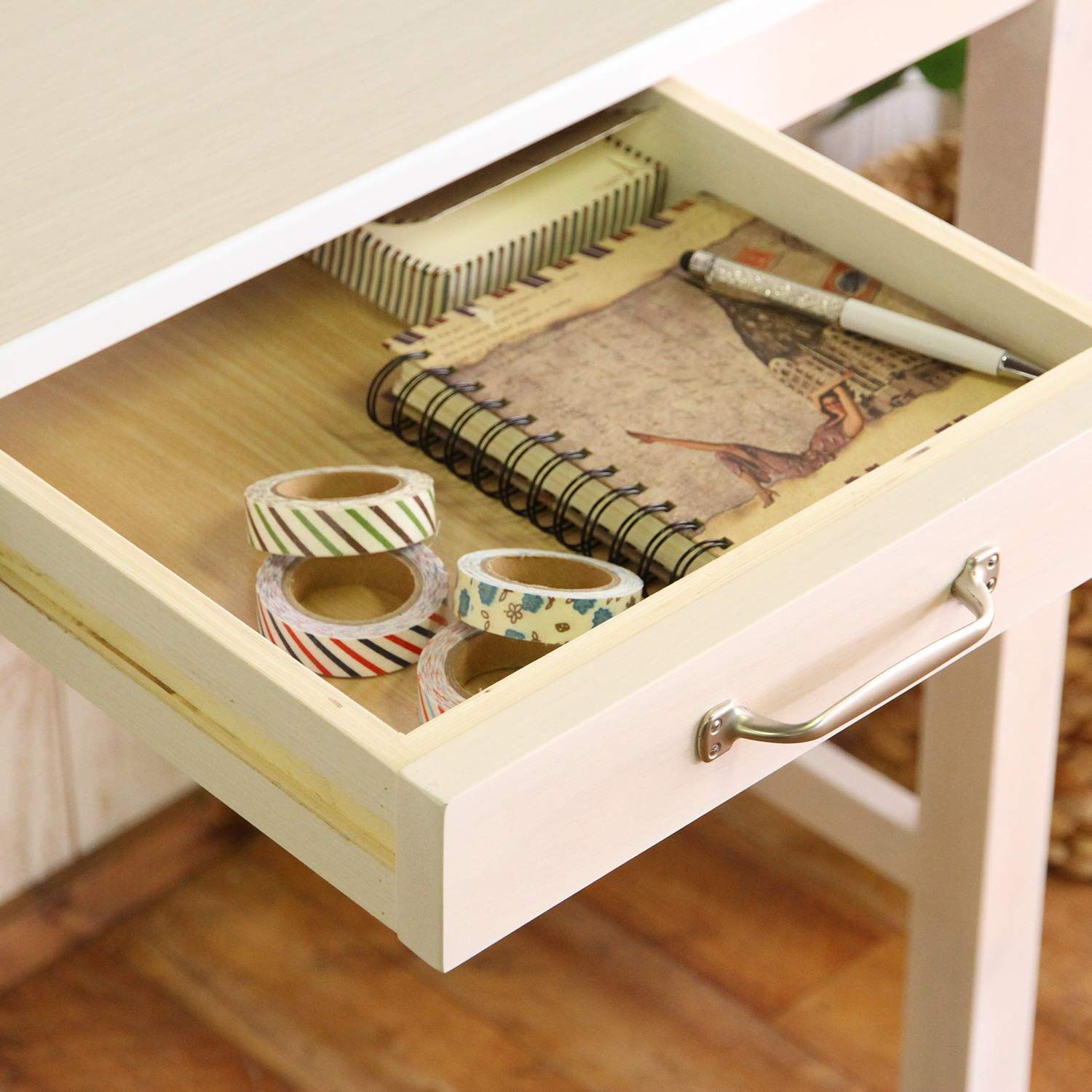 不二貿易 デスク机 幅90×奥行45×高さ72cm ホワイト木製 引出収納付き 不二貿易 デスク机 幅90×奥行45×高さ72cm ホワイト木製 引出収納付き