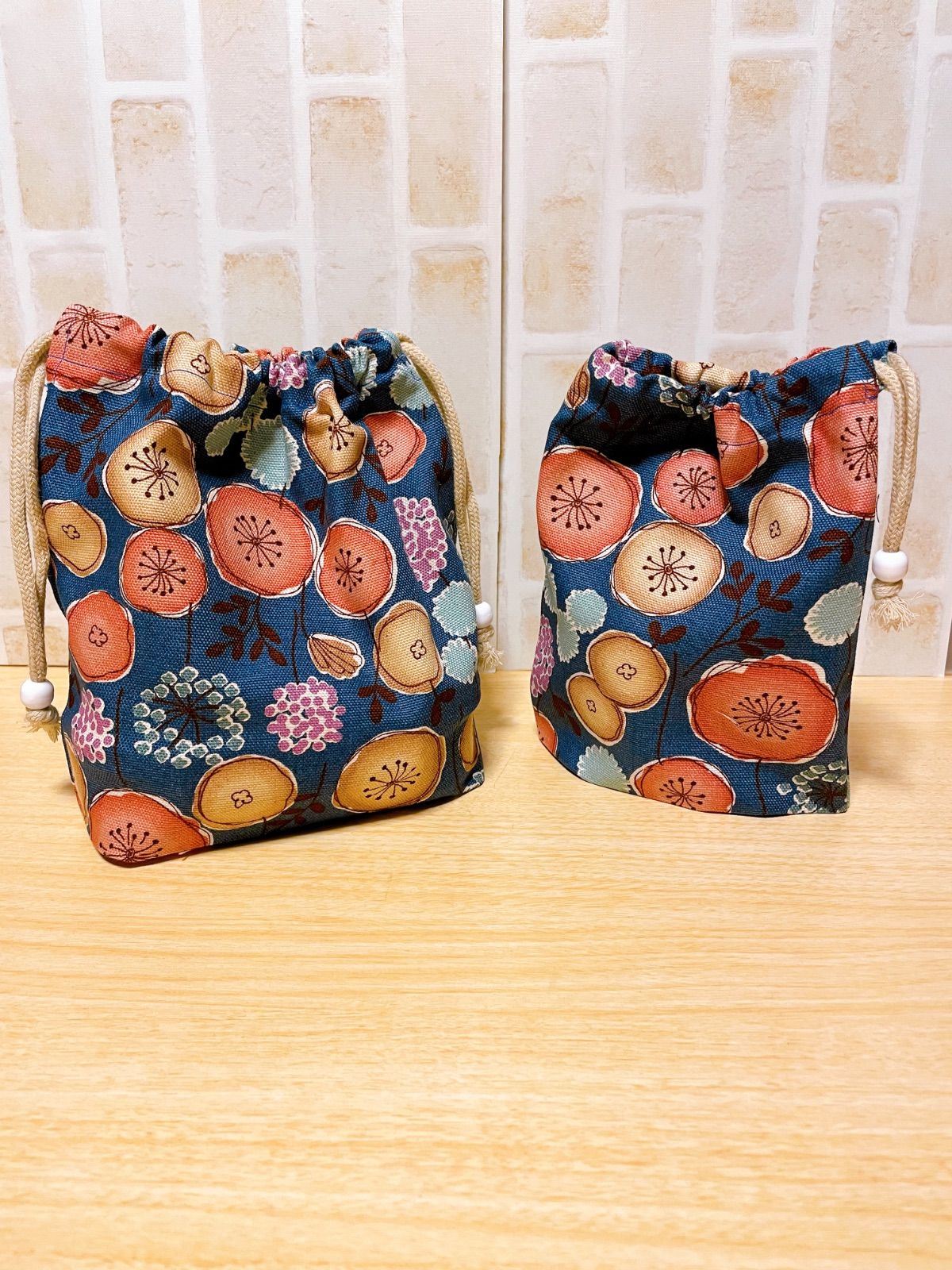 リクエスト品 ハンドメイド 入園入学準備 8点セット 手書き風花柄 入園