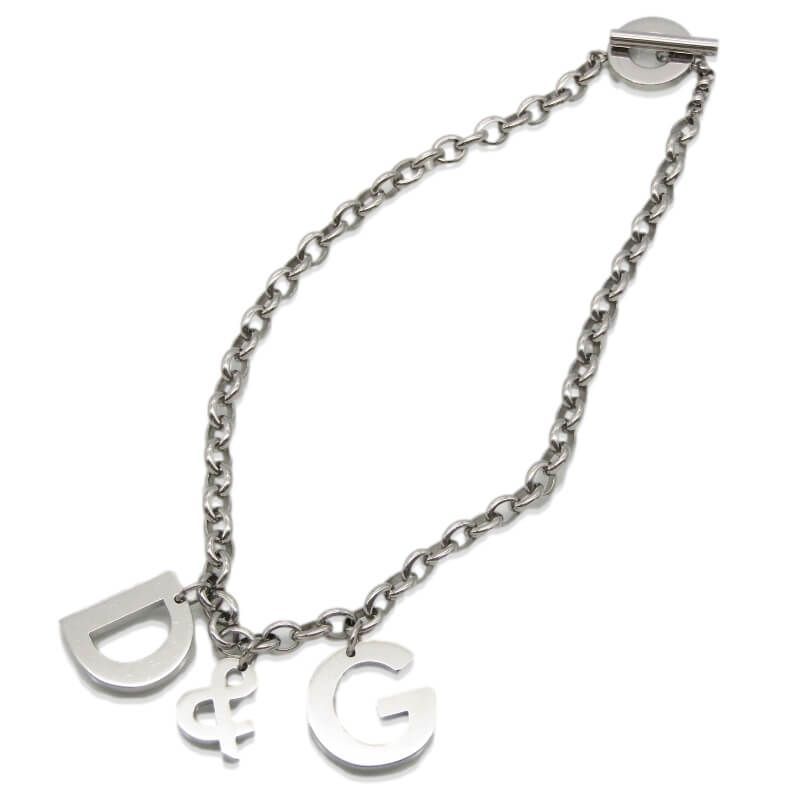 DOLCE&GABBANA♡ シルバー 'DG' Logo リンク チョーカー シルバーのメンズ チェーンチョーカーネックレス DGロゴ
