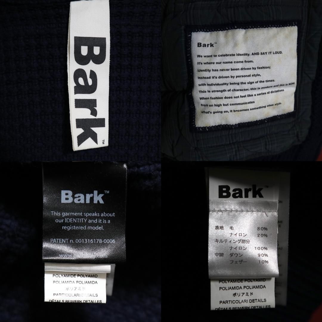 極希少】Bark ニット × チェックダウン 切替 ロゴプレート ジャケット 