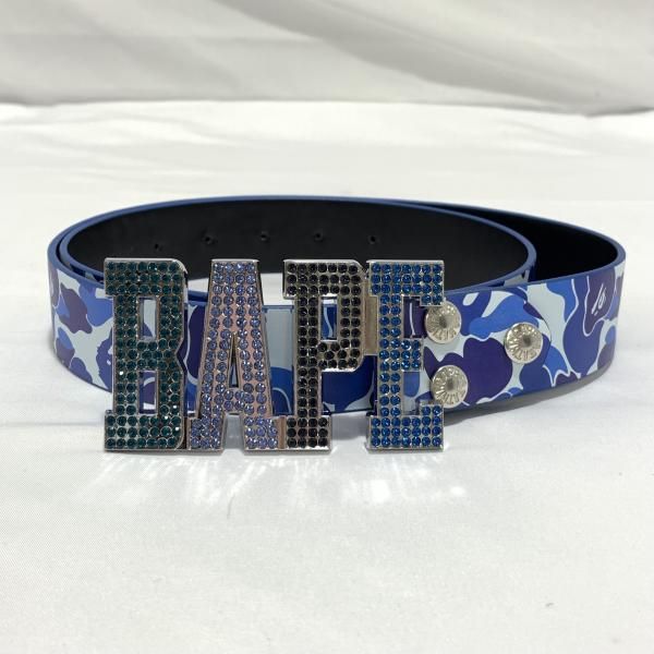 A BATHING APE ABC CAMO BAPE LEATHER BELT アベイシングエイプ ブルー カモフラ 19 240019508526