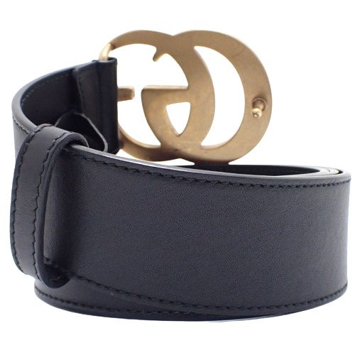 【美品】GUCCI グッチ GGマーモントバックル ベルト付き ブラック ダブルG グッチ ベルト メンスベルト GGマーモント Gバックル ブラック