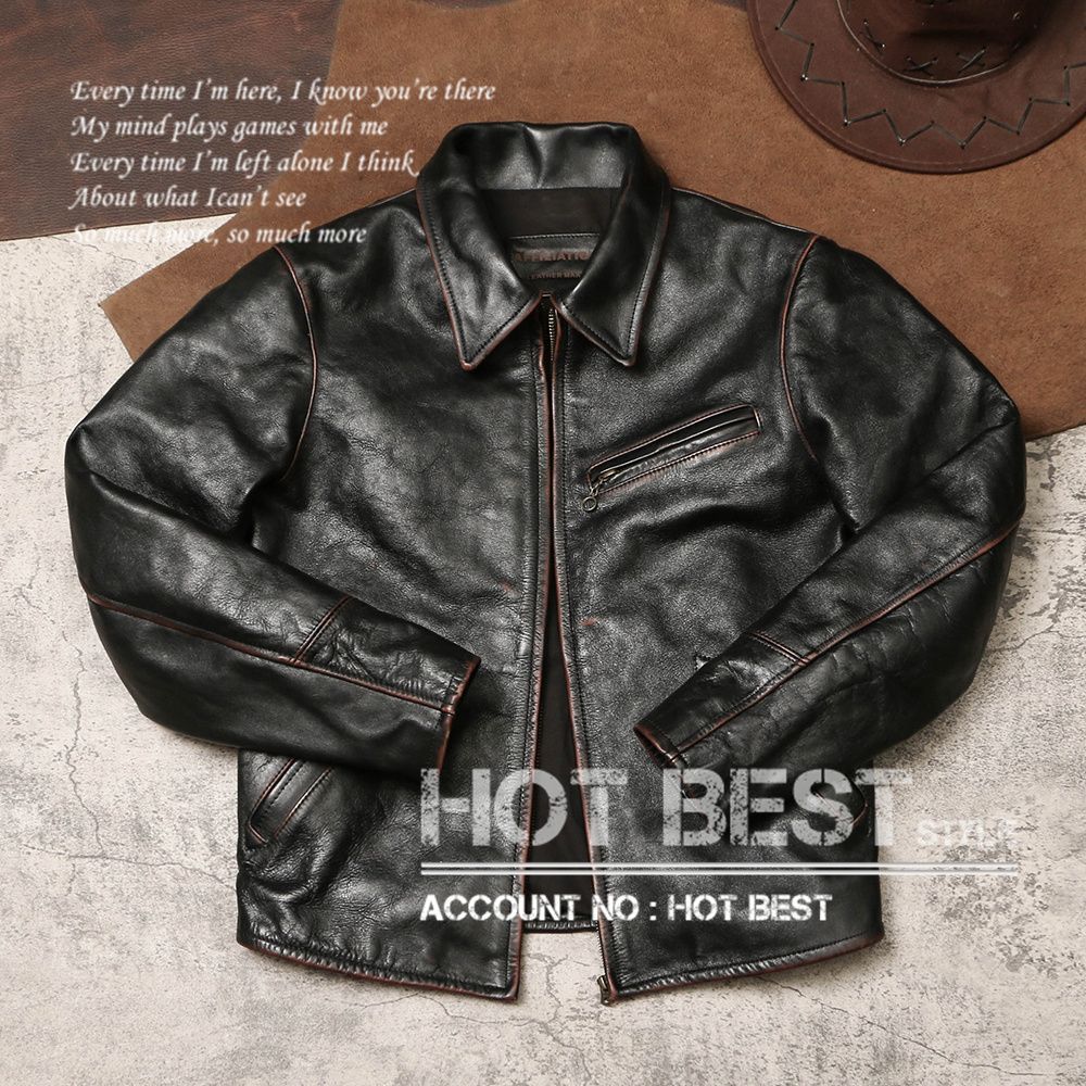 1.2mm 茶芯カウハイド 30'sスタイル シングルライダース レザー